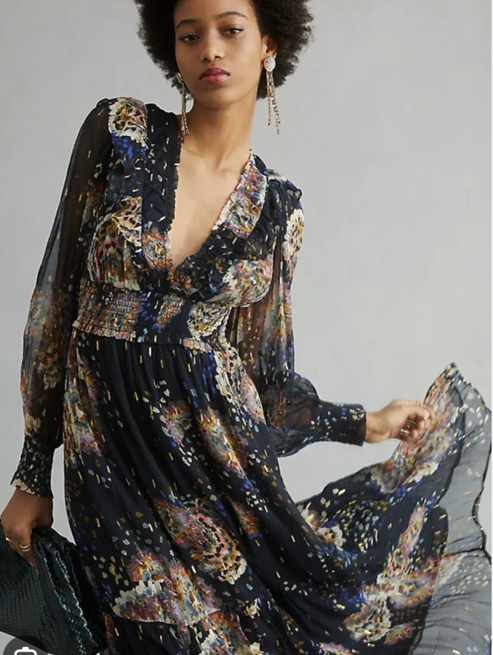 Anthropologie Multicolor Textured Lightweight Midi Dress— Low Back